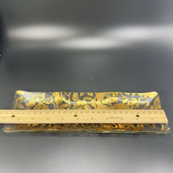 Vintage 3 Part Divided Dish Plate Platter With Heavy Gold Painting Flower Decor - Picture 4 of 12